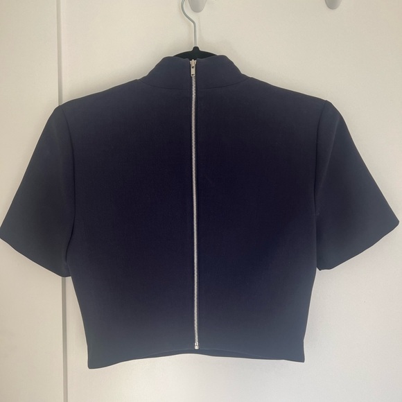 Navy Blue High Neck Crop Top - Picture 4 of 4